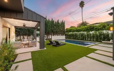Poolside turf installed for outdoor relaxation